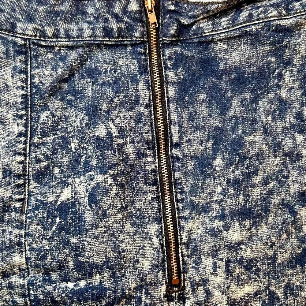 Special A Women’s Blue Denim Pencil Skirt Size S Dyed-Blue White Acid-Washed